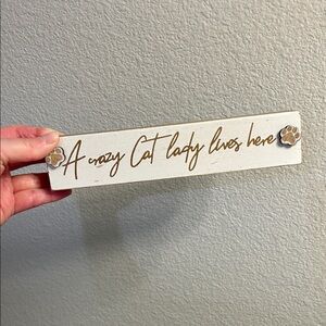 White and Brown Cat Lady Wall Sign